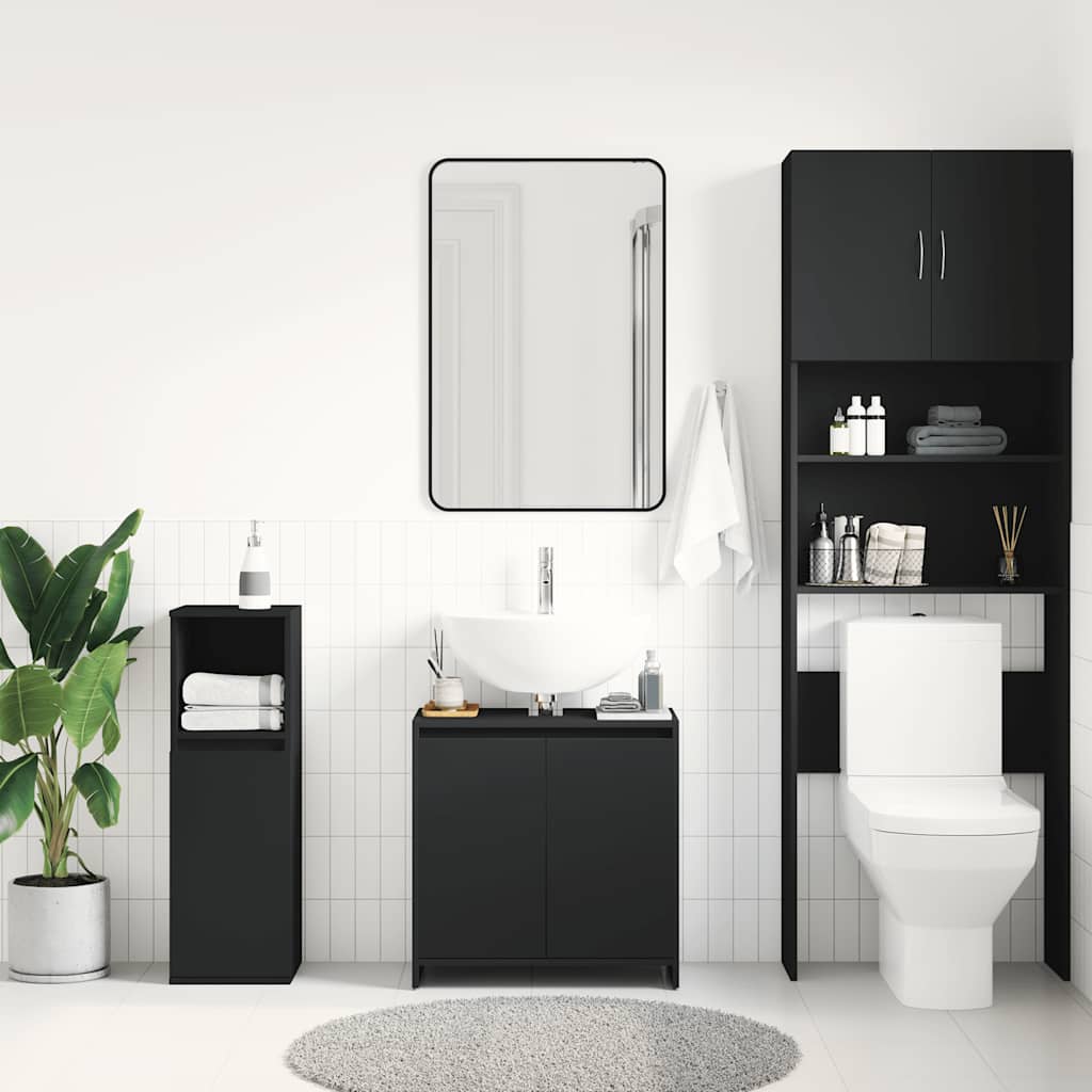 Mobile da Bagno Nero 60x33x61 cm in Legno Multistrato 802643