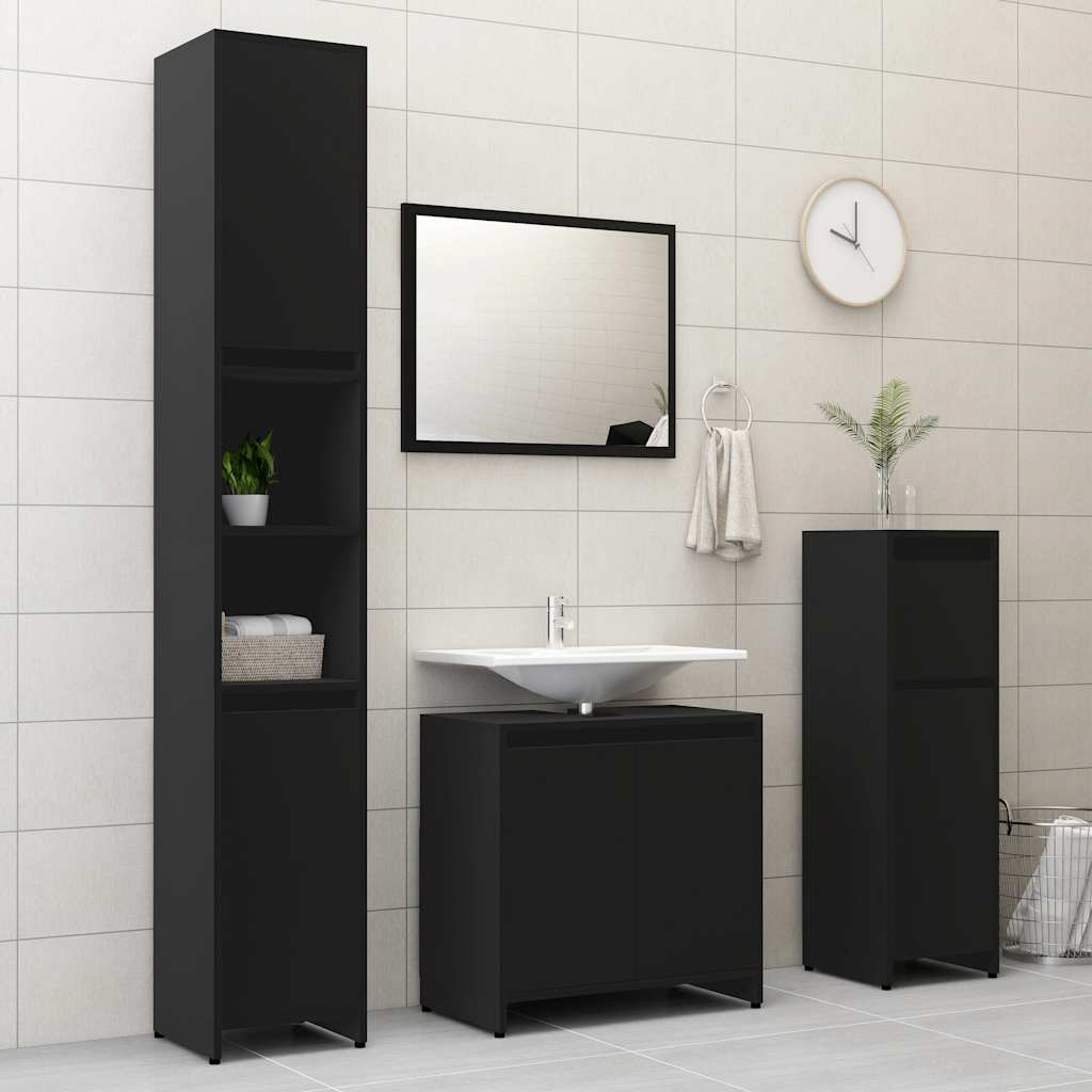 Mobile da Bagno Nero 60x33x61 cm in Legno Multistrato 802643