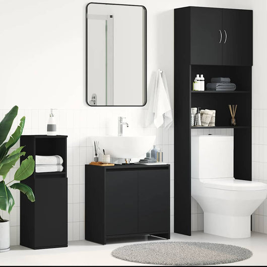 Mobile da Bagno Nero 60x33x61 cm in Legno Multistrato 802643