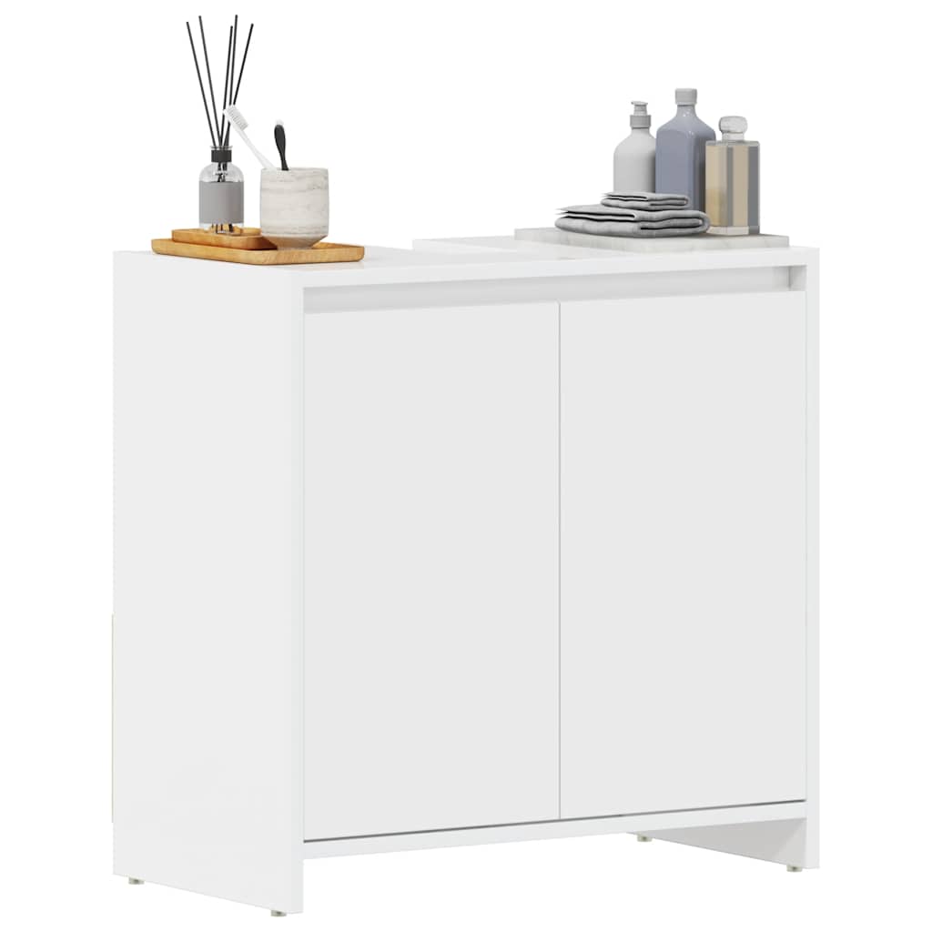 Armadio da Bagno Bianco Lucido 60x33x61 cm in Truciolato