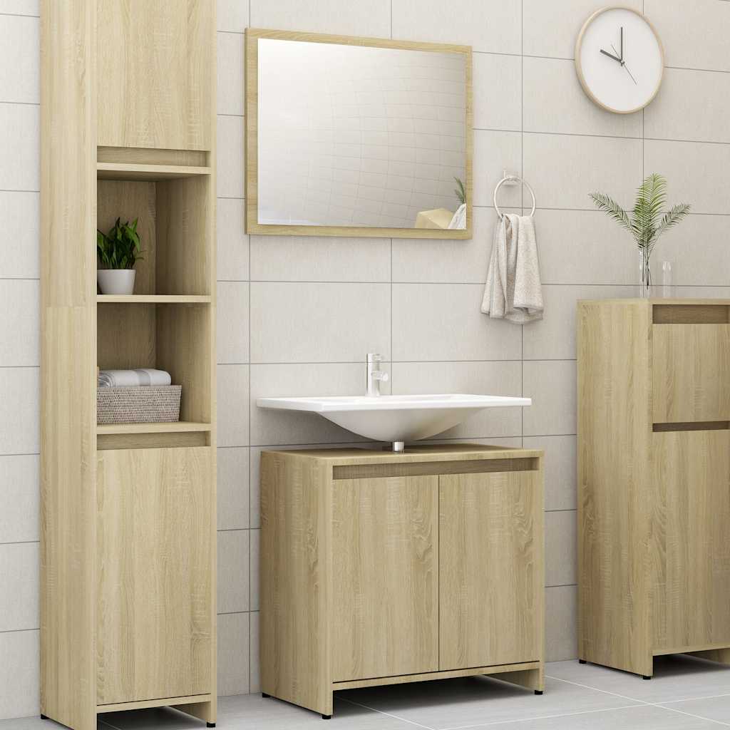 Set Mobili da Bagno Rovere Sonoma in Legno Multistrato 802654