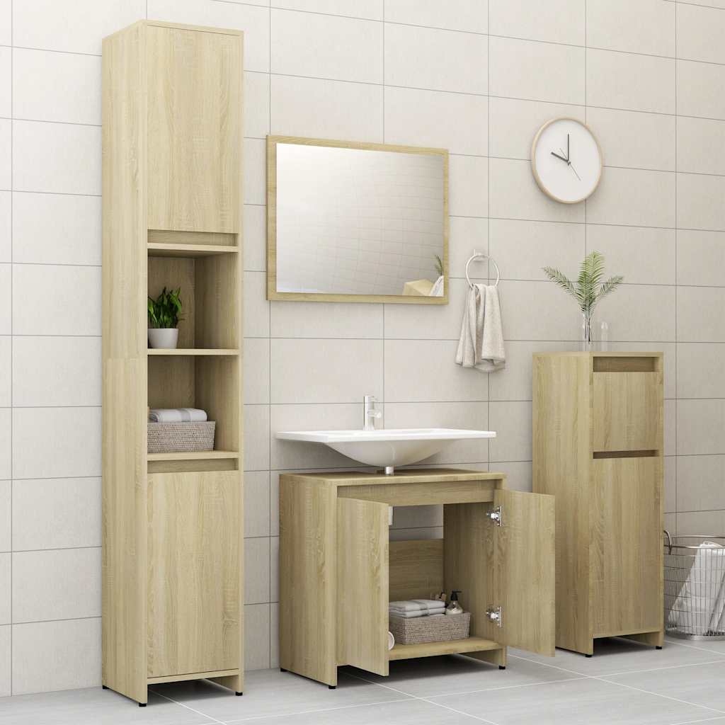 Set Mobili da Bagno Rovere Sonoma in Legno Multistrato 802654