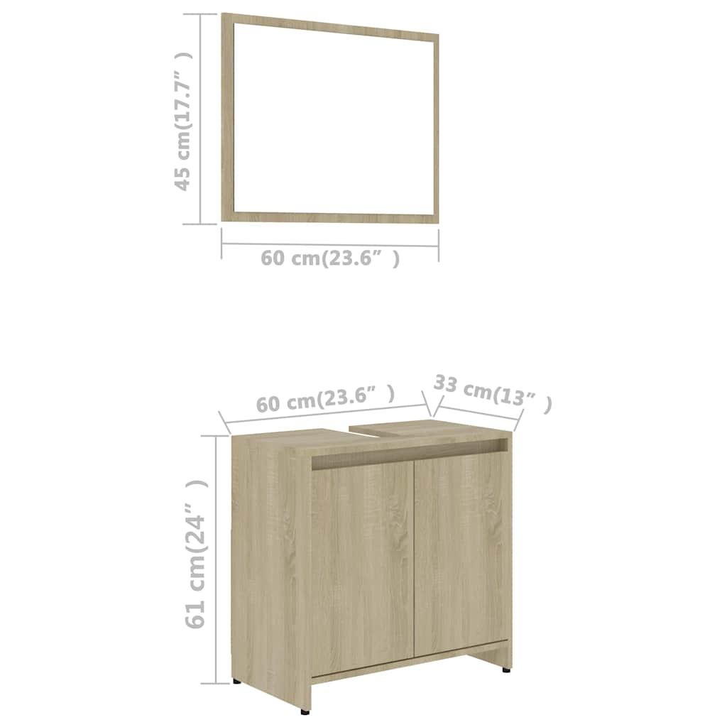 Set Mobili da Bagno Rovere Sonoma in Legno Multistrato 802654