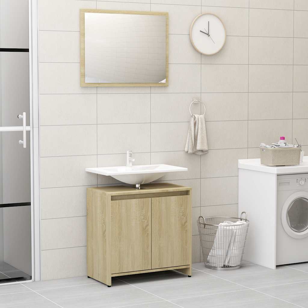 Set Mobili da Bagno Rovere Sonoma in Legno Multistrato 802654