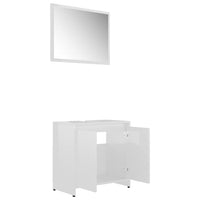 Set Mobili da Bagno Bianco Lucido in Legno Multistrato 802657