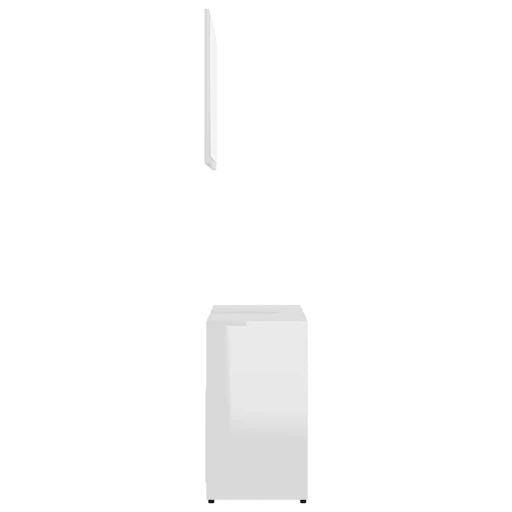 Set Mobili da Bagno Bianco Lucido in Legno Multistrato 802657