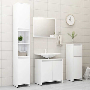 Set Mobili da Bagno Bianco Lucido in Legno Multistrato 802657