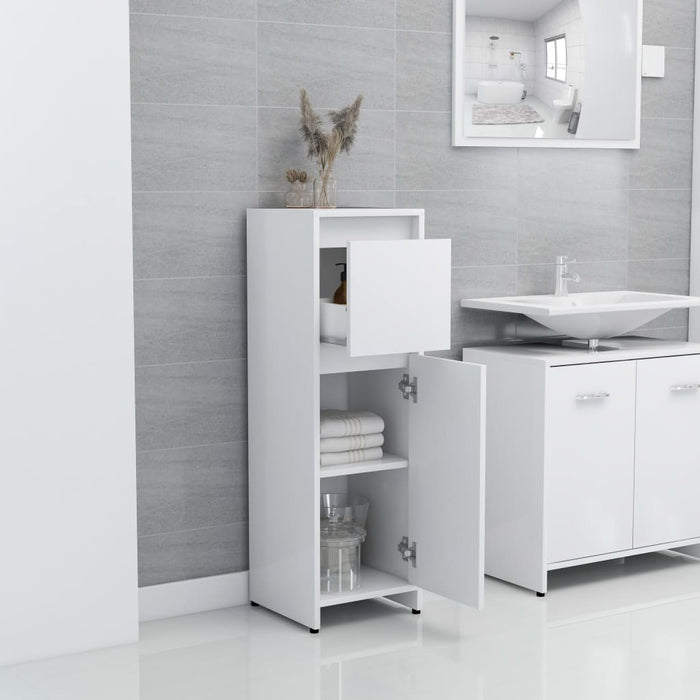 Armadio da Bagno Bianco 30x30x95 cm in Legno Multistrato 802660