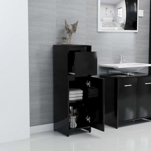Mobile da Bagno Nero 30x30x95 cm in Legno Multistrato 802661