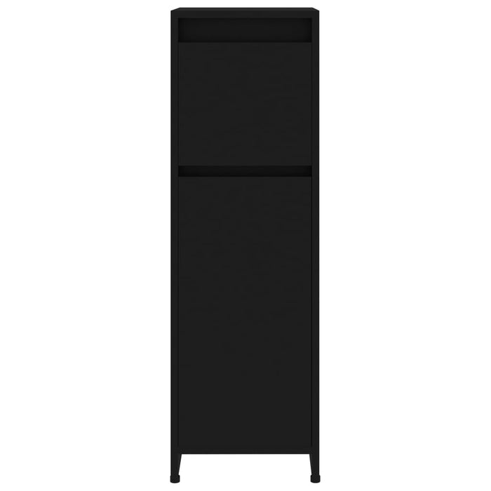 Mobile da Bagno Nero 30x30x95 cm in Legno Multistrato 802661