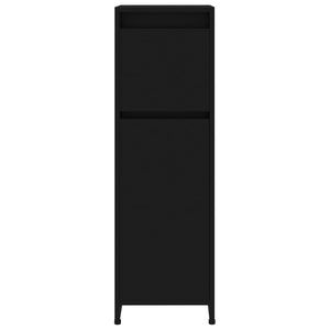 Mobile da Bagno Nero 30x30x95 cm in Legno Multistrato 802661