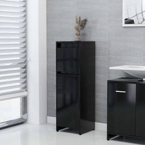 Mobile da Bagno Nero 30x30x95 cm in Legno Multistrato 802661