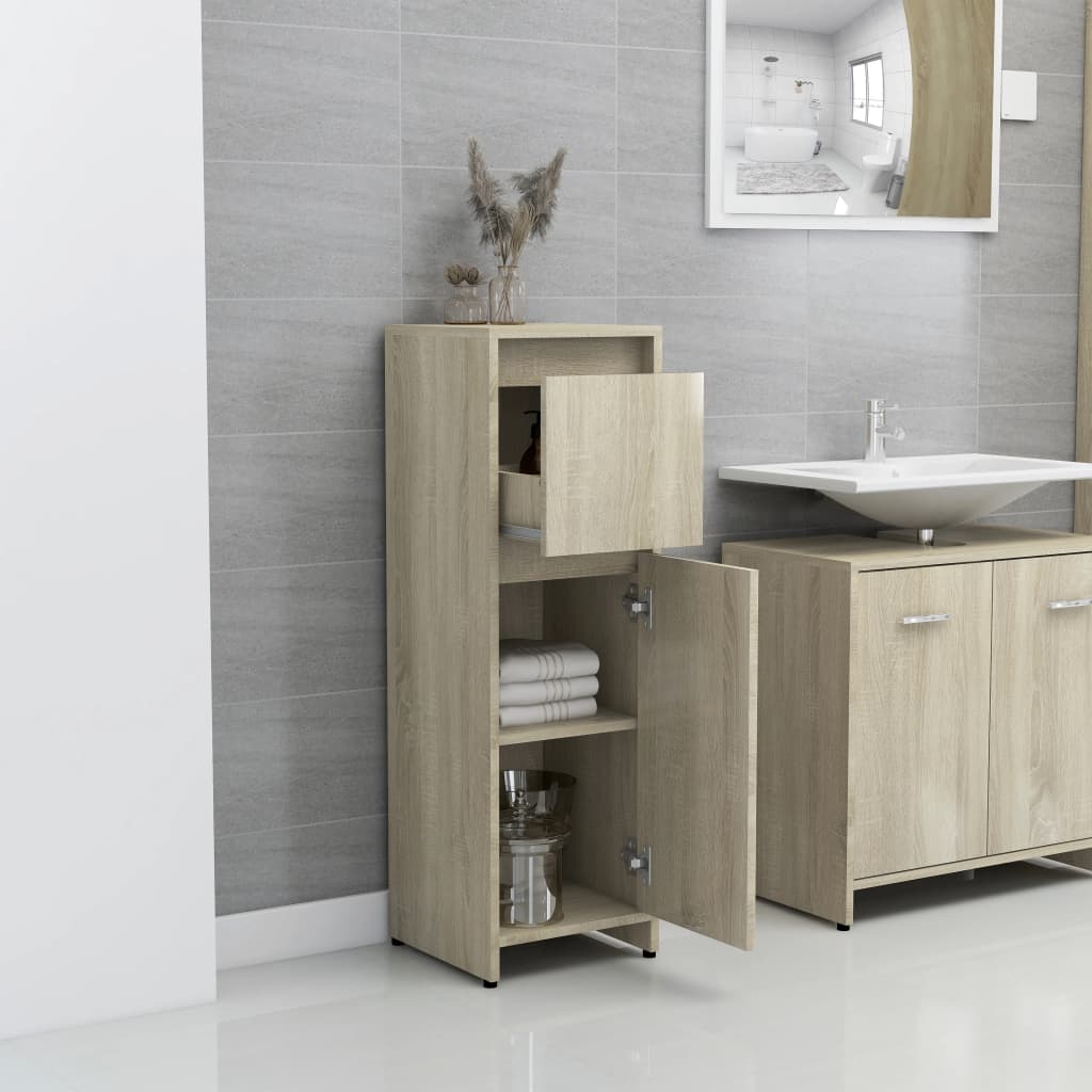 Mobile da Bagno Rovere Sonoma 30x30x95 cm in Legno Multistrato 802663