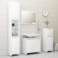 Mobile da Bagno Bianco Lucido 30x30x95 cm in Legno Multistrato 802666
