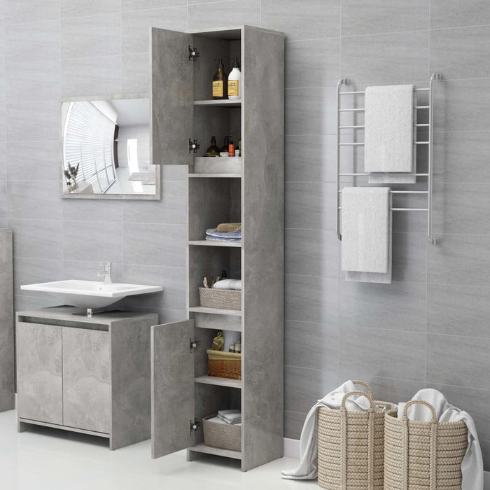 Mobile da Bagno Grigio Cemento 30x30x183,5 cm Legno Multistrato 802673
