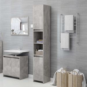 Mobile da Bagno Grigio Cemento 30x30x183,5 cm Legno Multistrato 802673