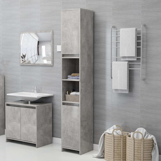 Mobile da Bagno Grigio Cemento 30x30x183,5 cm Legno Multistrato 802673