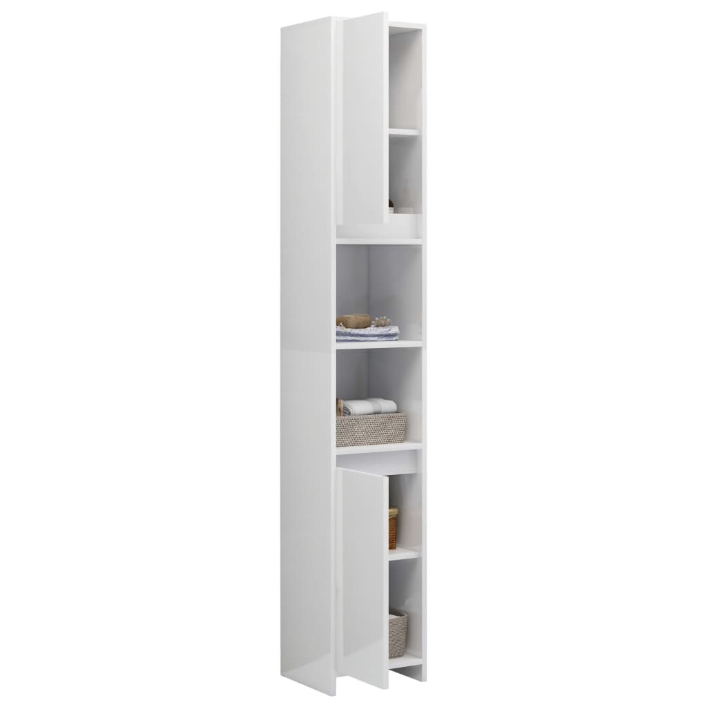 Mobile da Bagno Bianco Lucido 30x30x183,5 cm Legno Multistrato 802675