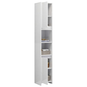 Mobile da Bagno Bianco Lucido 30x30x183,5 cm Legno Multistrato 802675