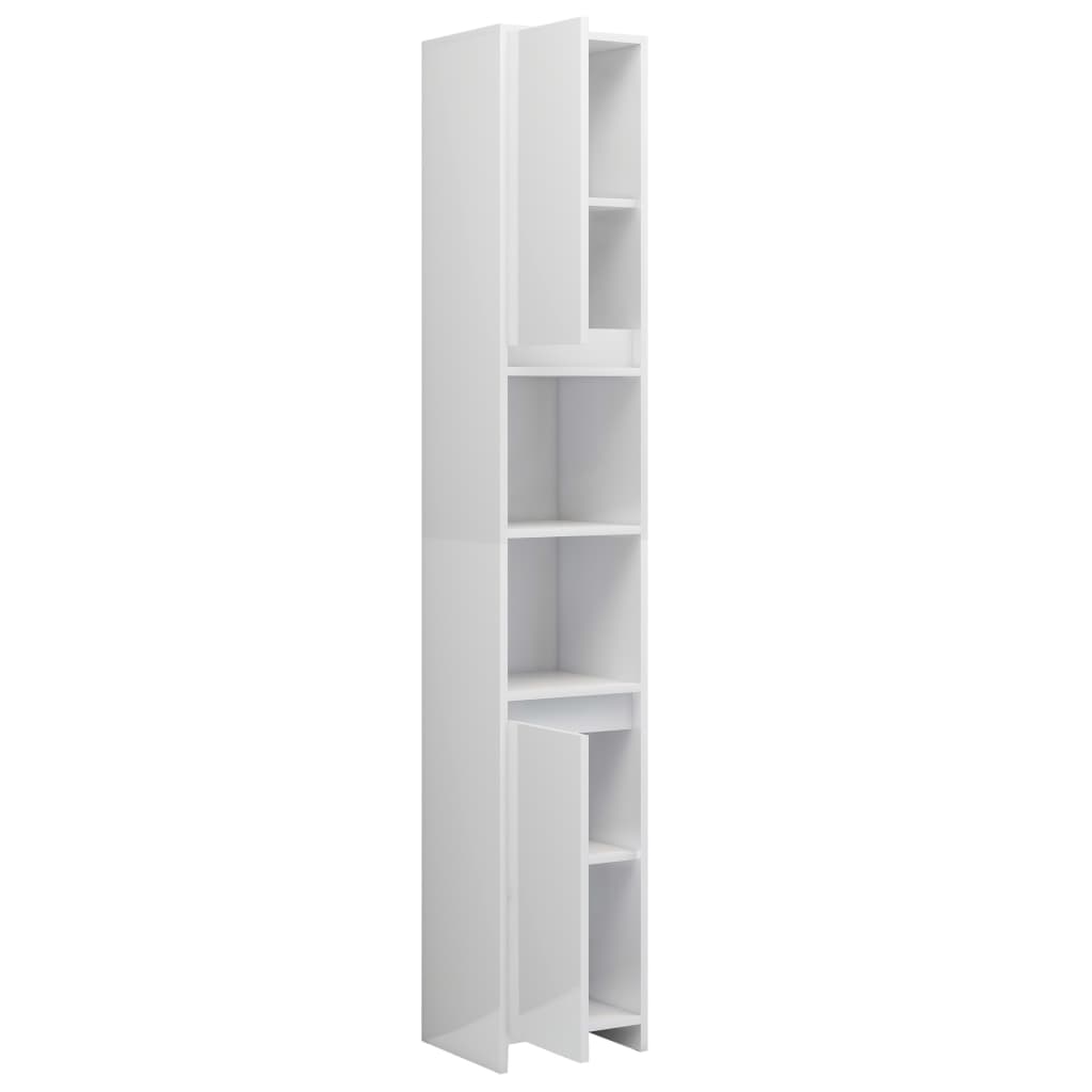 Mobile da Bagno Bianco Lucido 30x30x183,5 cm Legno Multistrato 802675