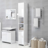Mobile da Bagno Bianco Lucido 30x30x183,5 cm Legno Multistrato 802675