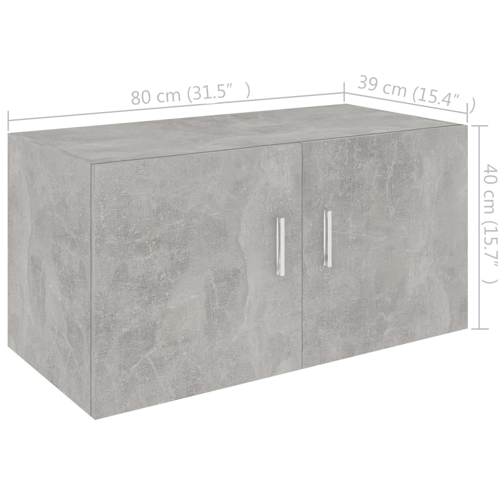 Armadietto da Parete Grigio Cemento 80x39x40 cm in Truciolato cod mxl 33680