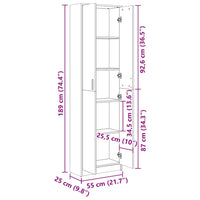 Armadio per Ingresso Bianco 55x25x189 cm in Legno Multistrato 802849