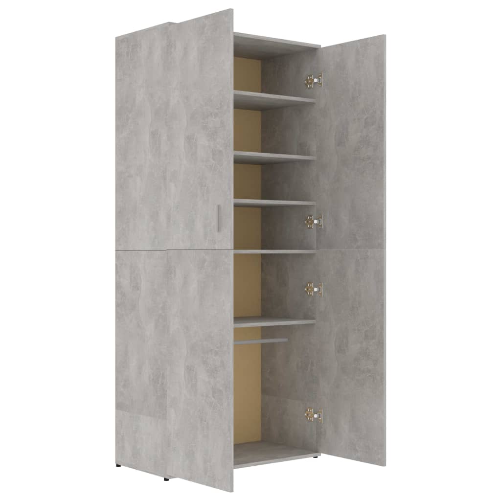 Scarpiera Grigio Cemento 80x39x178 cm in Legno Multistrato 802862