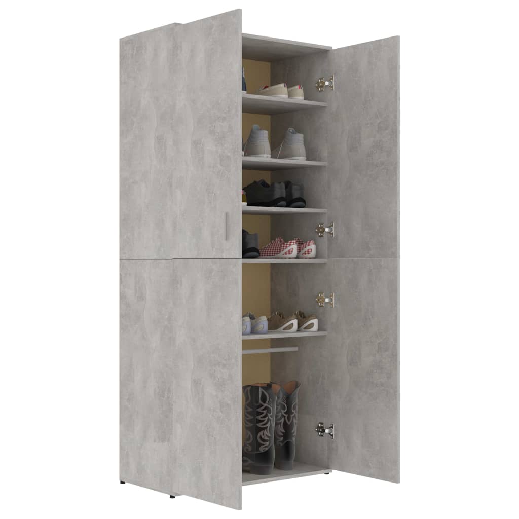 Scarpiera Grigio Cemento 80x39x178 cm in Legno Multistrato 802862