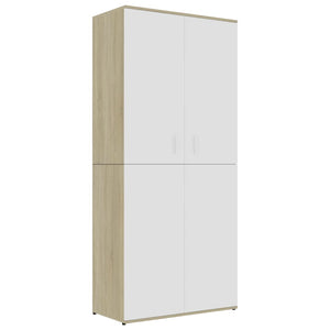 Scarpiera Bianca e Rovere Sonoma 80x39x178 cm Legno Multistratocod mxl 71991