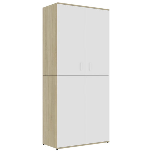 Scarpiera Bianca e Rovere Sonoma 80x39x178 cm Legno Multistratocod mxl 71991