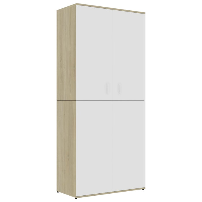 Scarpiera Bianca e Rovere Sonoma 80x39x178 cm Legno Multistratocod mxl 71991