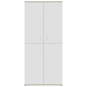 Scarpiera Bianca e Rovere Sonoma 80x39x178 cm Legno Multistrato 802863