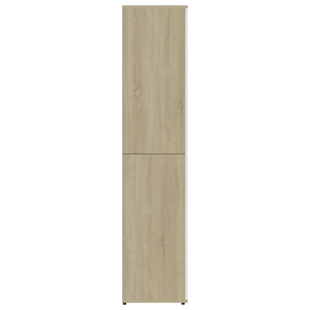 Scarpiera Bianca e Rovere Sonoma 80x39x178 cm Legno Multistrato 802863