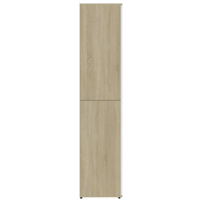 Scarpiera Bianca e Rovere Sonoma 80x39x178 cm Legno Multistrato 802863