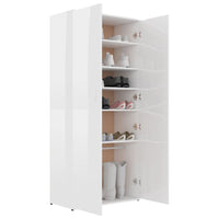 Scarpiera Bianco Lucido 80x39x178 cm in Legno Multistrato 802864