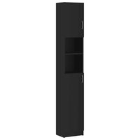 Armadio da Bagno Nero 32x25,5x190 cm in Truciolato