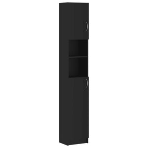 Mobile da Bagno Nero 32x25,5x190 cm in Legno Multistrato 802877