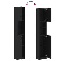 Armadio da Bagno Nero 32x25,5x190 cm in Truciolato