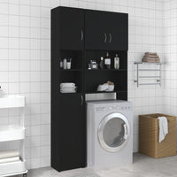 Mobile da Bagno Nero 32x25,5x190 cm in Legno Multistrato 802877