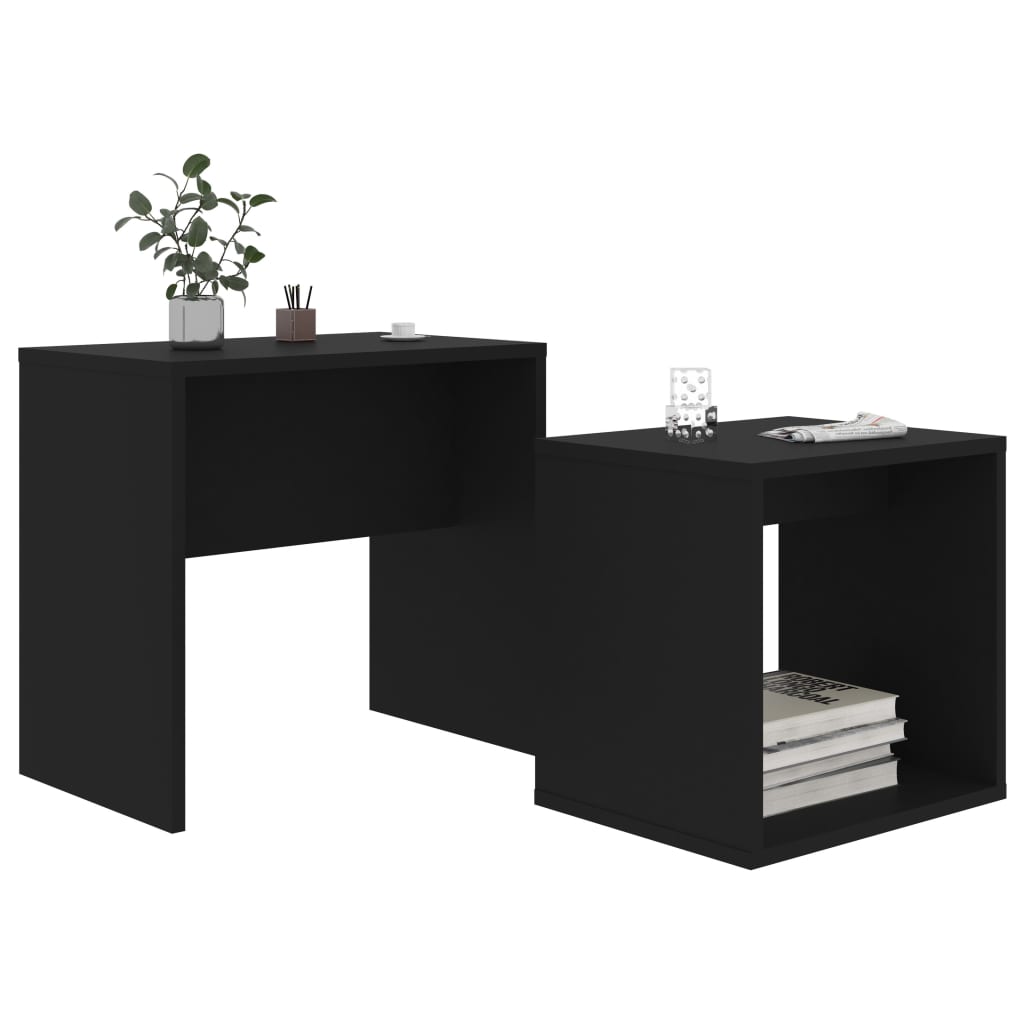 Set Tavolini da Salotto Nero 48x30x45 cm in Legno Multistrato 802886