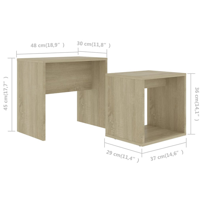 Set Tavolini da CaffÃ¨ Rovere Sonoma 48x30x45 cm in Truciolato cod mxl 71119