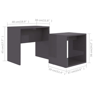 Set Tavolini da CaffÃ¨ Grigio Lucido 48x30x45 cm in Truciolato cod mxl 12066