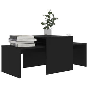 Set Tavolini da Salotto Nero 100x48x40 cm in Legno Multistrato 802913