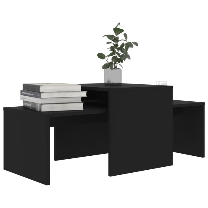 Set Tavolini da Salotto Nero 100x48x40 cm in Legno Multistrato 802913
