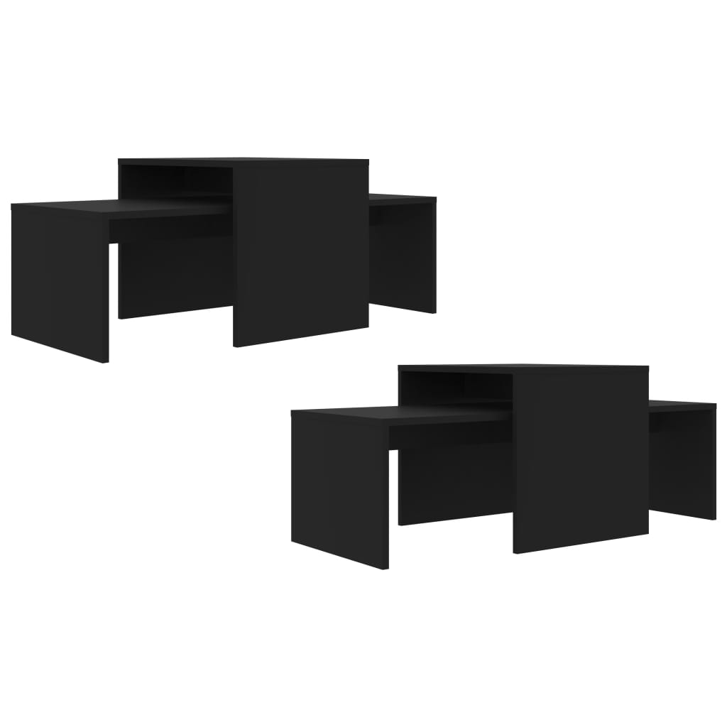 Set Tavolini da Salotto Nero 100x48x40 cm in Legno Multistrato 802913