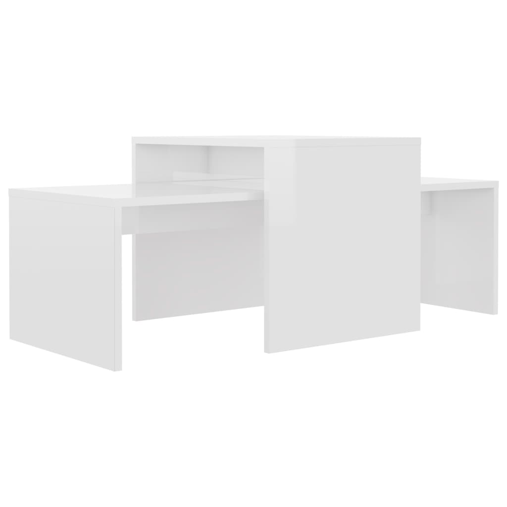 Set Tavolini da CaffÃ¨ Bianco Lucido 100x48x40 cm in Truciolato cod mxl 14154