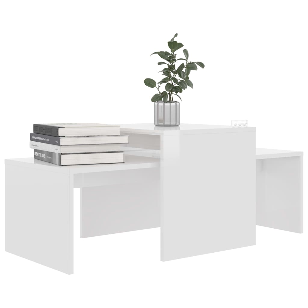 Set Tavolini da Salotto Bianco Lucido 100x48x40 cm Multistrato 802918