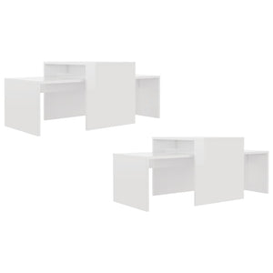 Set Tavolini da Salotto Bianco Lucido 100x48x40 cm Multistrato 802918