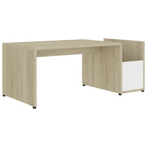 Tavolino Bianco e Rovere Sonoma 90x45x35 cm Legno Multistrato 802926